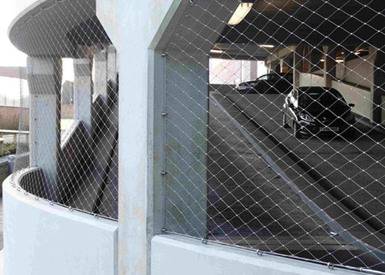 Fleksibilitas Kekuatan Tinggi Jaring Kabel Stainless Steel untuk Arsitektur Dengan Tali Ferrule 3.0 mm Lubang 80 * 80 mm