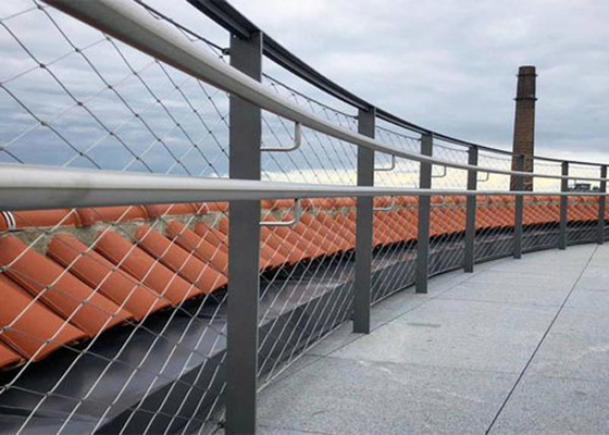 Jaring pengaman Arsitektur Anti-jatuh yang ditangguhkan dengan jaring kabel stainless steel, kawat 3,0 mm
