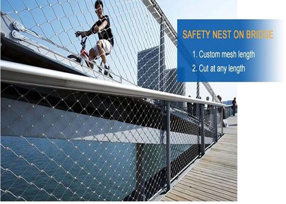 Sus 316 1.5mm Steel Wire Rope Mesh 300x300mm Lubang