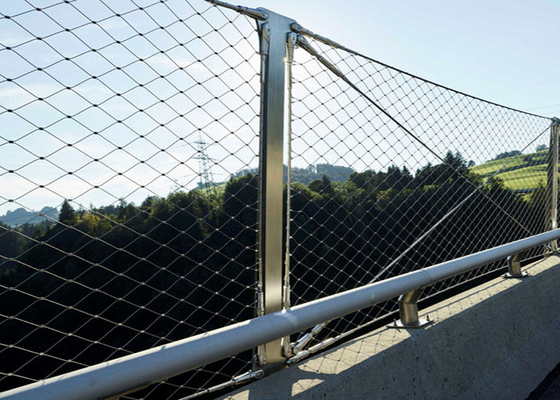 Disesuaikan 2.0 Mm Balustrade Cable Mesh 80 * 80 Mm Lubang