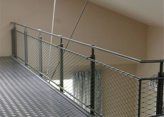 Balkon 1.2mm Stainless Steel Rope Mesh Netting Lubang 300x300mm