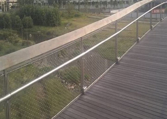 Ferrules Balustrade Anggar Stainless Steel Wire Rope Mesh 80 * 80 Mm Lubang