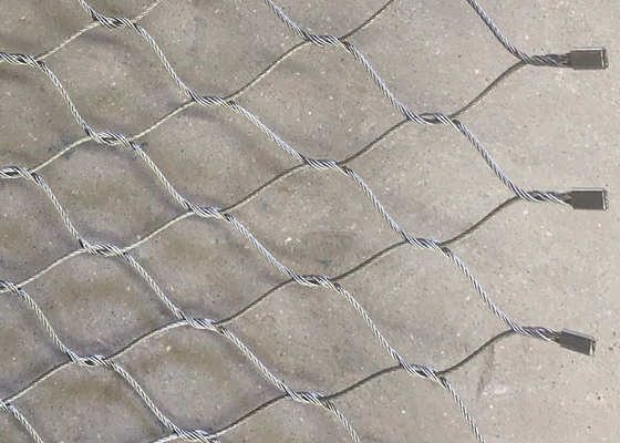 316 X Cenderung Stainless Steel Wire Rope Mesh Untuk Anti Jatuh 50x50 MM