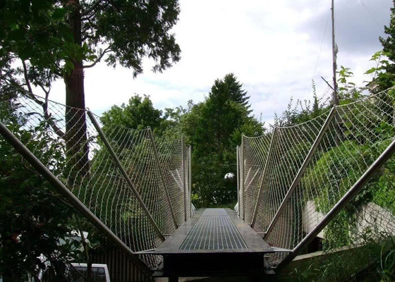 304 316 Suspended Bridge Jaring Pengaman Stainless Steel Dengan Tali Jaring 2.5mm