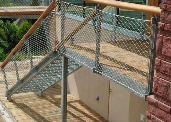 Balustrade Infill Stainless Steel Cable Rope Mesh Untuk Lubang Tangga 50 X 50mm