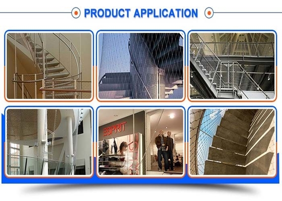 Dapat Disesuaikan 2.5mm Wire Balustrade Cable Mesh Rope Netting Untuk Pagar Tangga