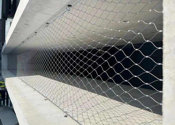 Hanging Safety 25*25mm Wire Rope Mesh Net Fleksibilitas Anti Asam