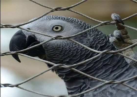 Dipolikan permukaan Zoo Wire Mesh dengan 60 derajat Diamond Mesh dan stainless steel Wire Rope