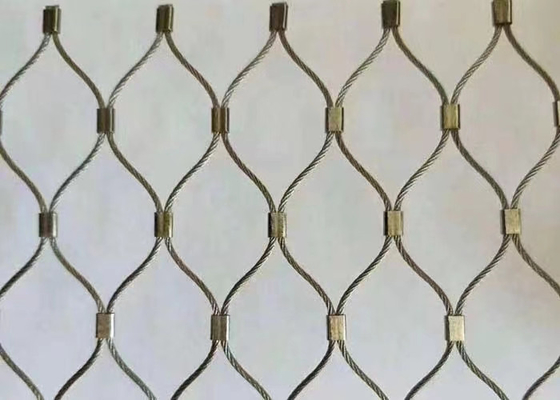 316 Baja tahan karat Woven Ferrule Wire Rope Mesh Untuk Zoo Bird