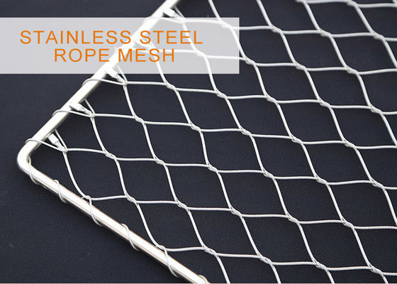 SS316 Arsitektur Pencegahan Jatuh Wire Rope Netting 80mm X 140 Mm