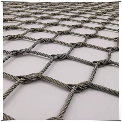 Fleksibel 50mm Stainless Steel Knotted Rope Mesh Type X Cenderung Kabel Untuk Kebun Binatang