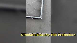 Balkon dengan jaring tali baja tahan karat berbingkai, jaring pelindung jatuh di ketinggian, baja tahan karat modular